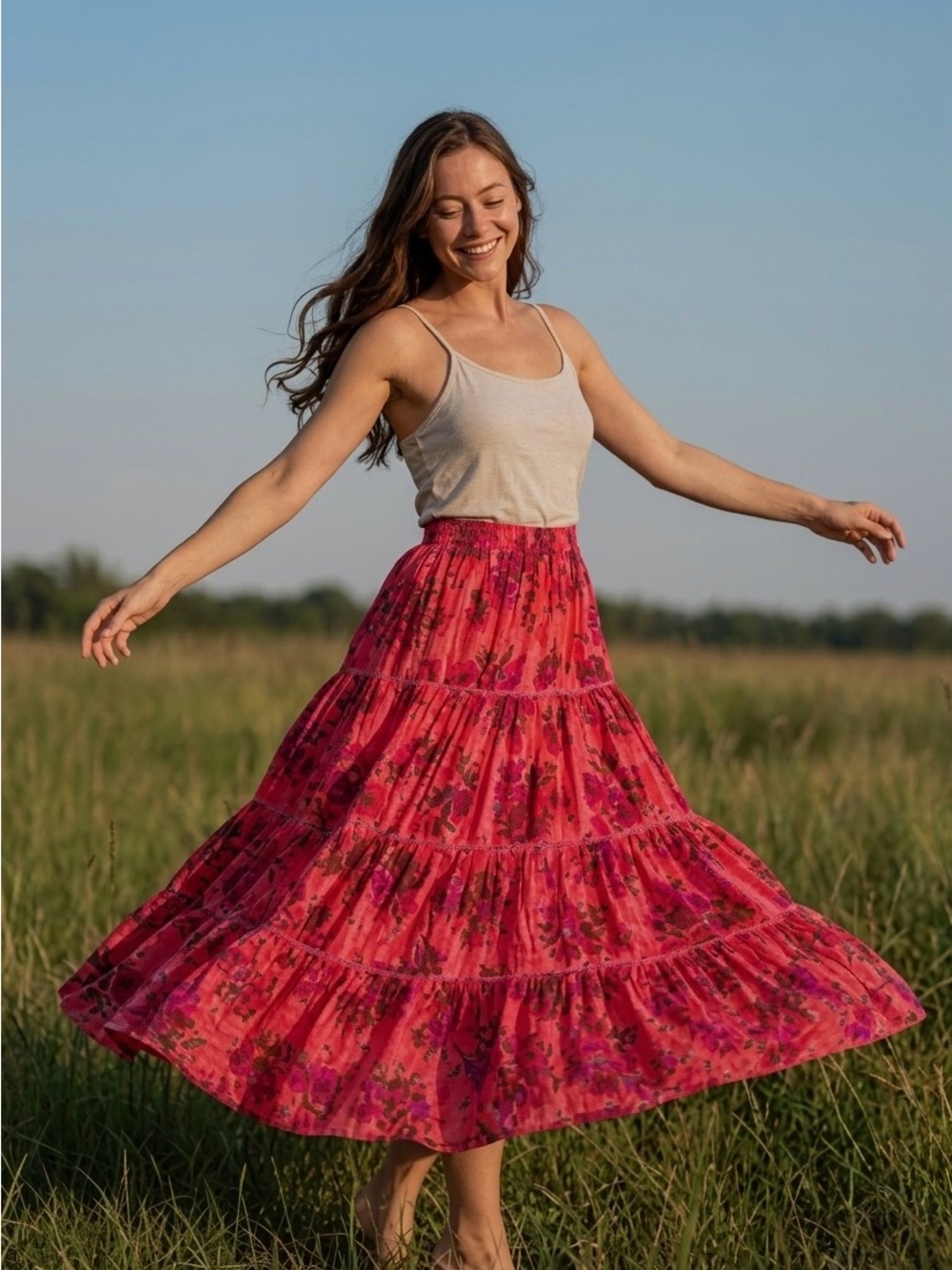 NWT Raga The Land of Lovers Tiered Maxi Skirt Size Large MSRP $220